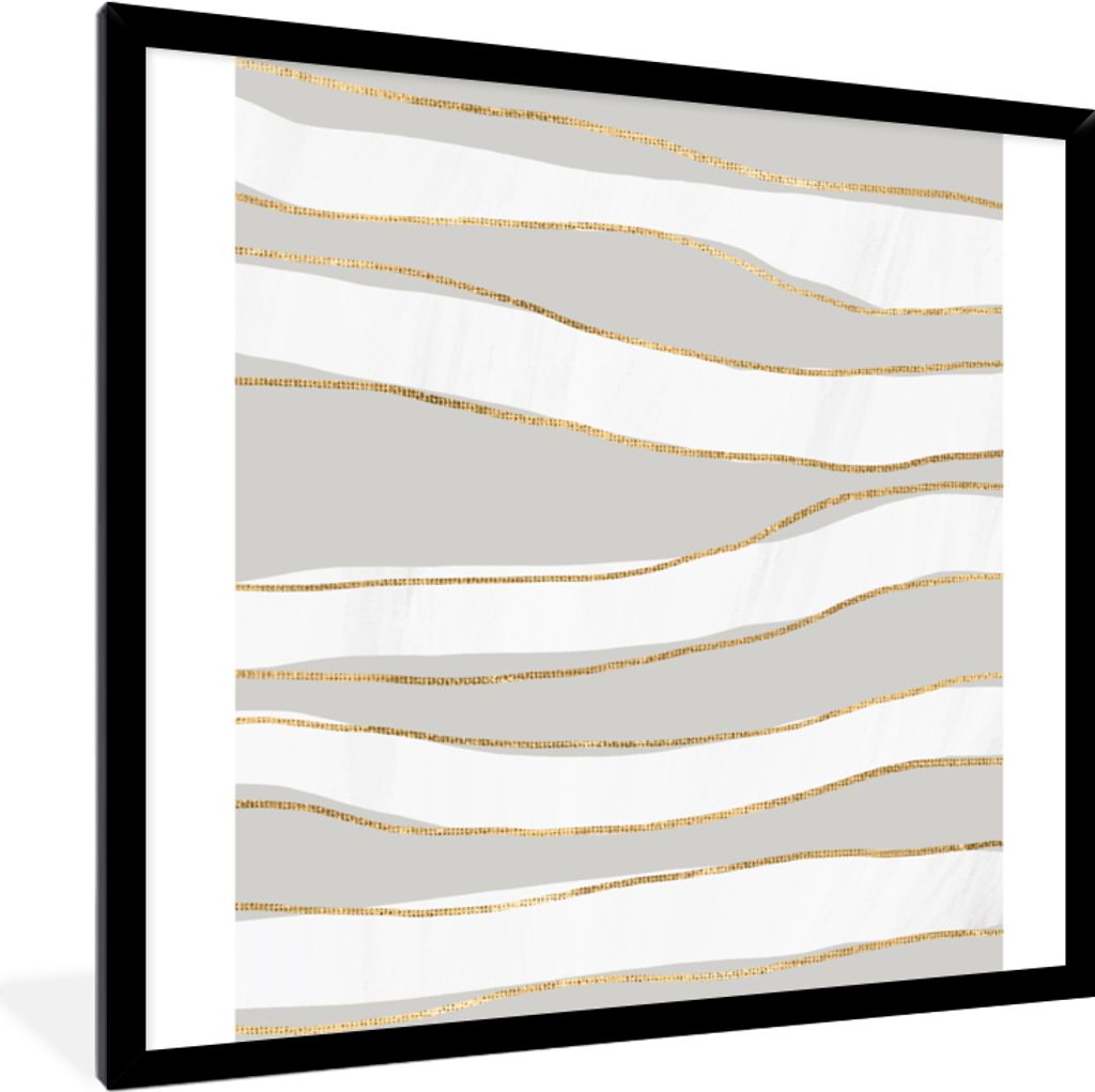 MuchoWow Gerahmtes Poster Linie - Abstrakt - Muster 40x40 cm - Poster mit Schwarzem Bilderrahmen Wandposter Rahmen Foto Bilder - Mit Rahmen - Wan...