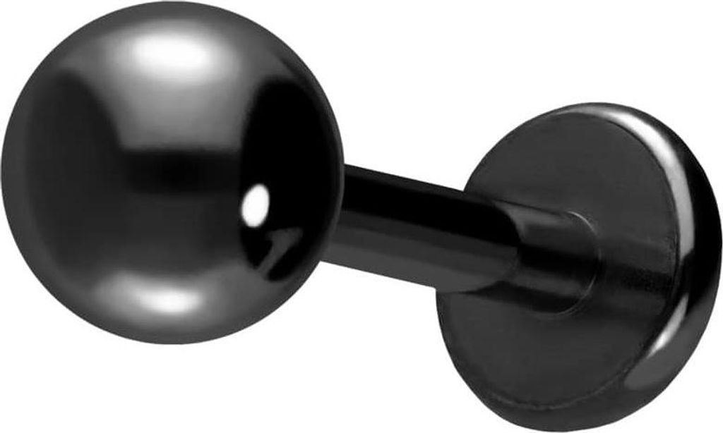 Ohrpiercing, Nasenpiercing Chirurgenstahl Labret Schwarz Stablänge: 8mm + Stabstärke: 1,2mm + Kugelgröße: 4mm