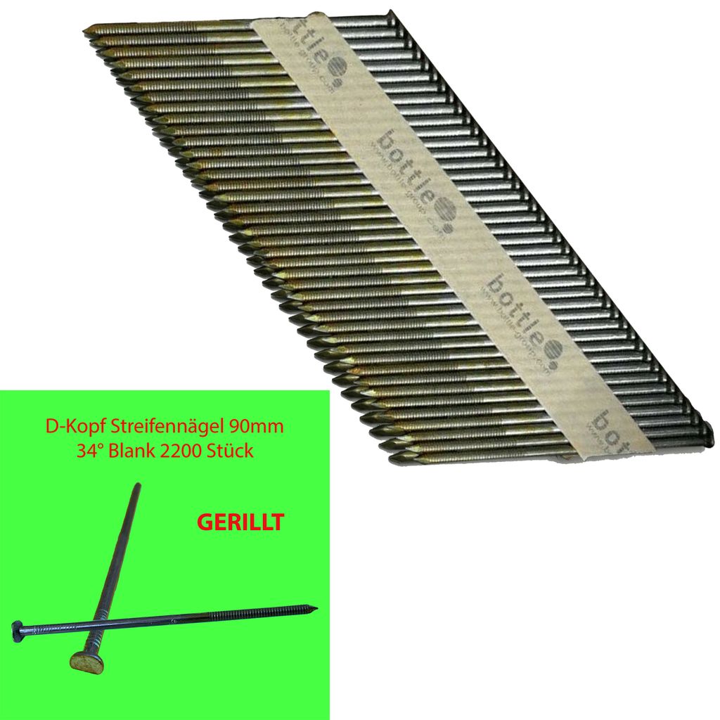 Streifennägel 3,1x90mm D-Kopf 90mm 34° papiergebunden 2200 Produktbild 