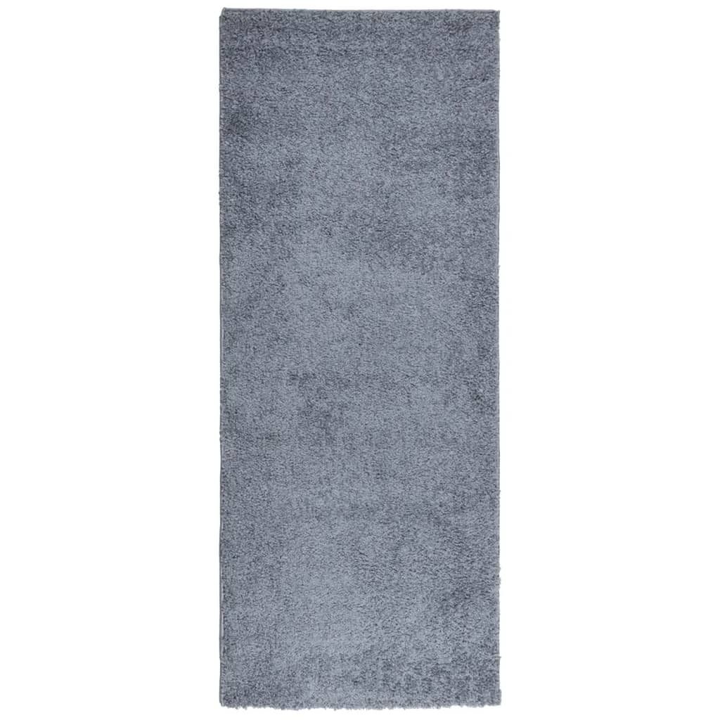 vidaXL Teppich Shaggy Hochflor Modern Blau 80x200 cm