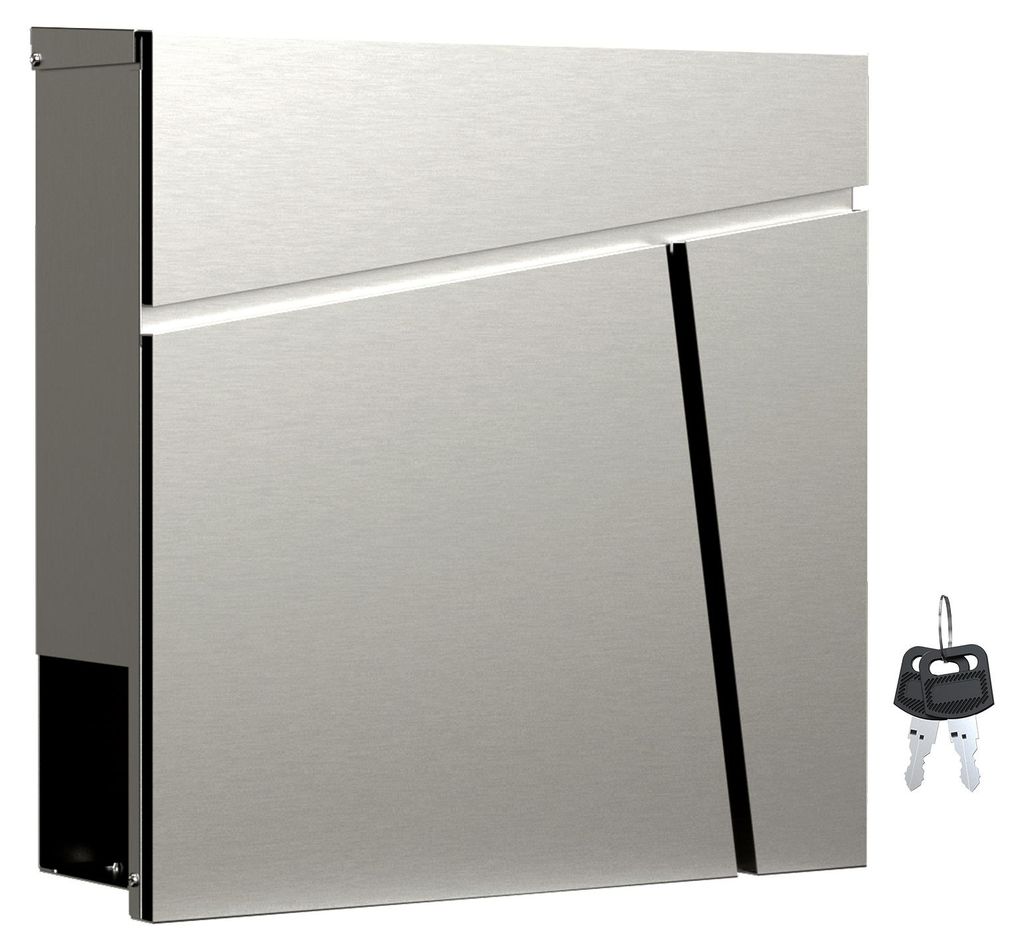 Wiltec Designer Briefkasten V23 Edelstahl 370 x 102 x 370 Produktbild 