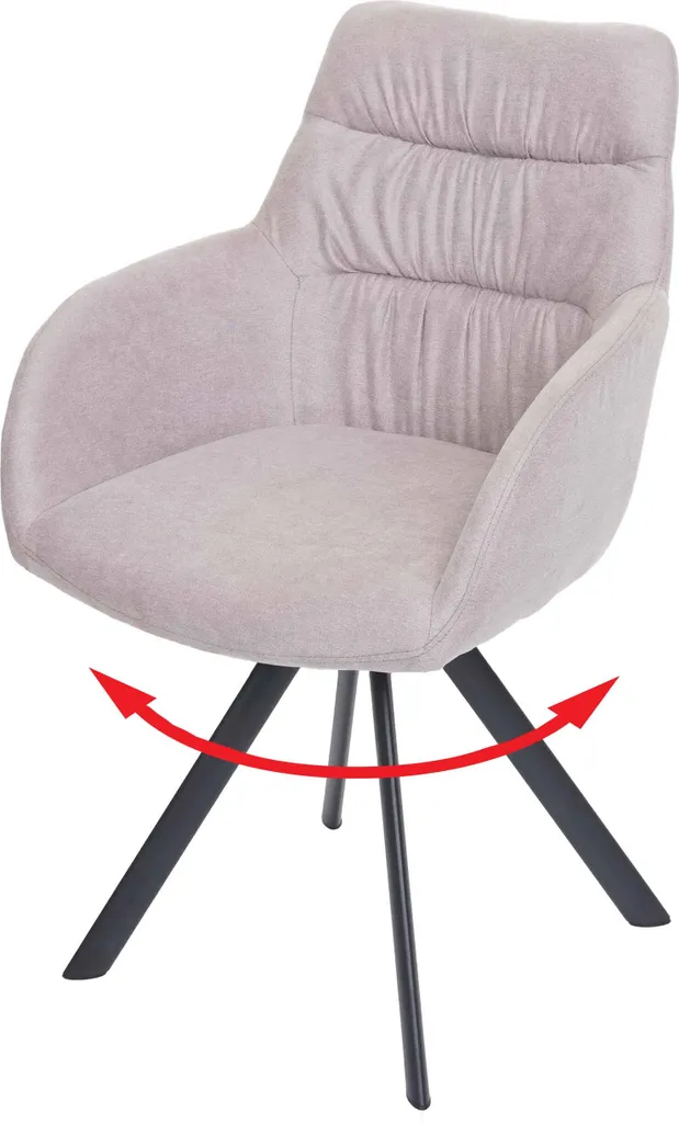 Chaise salle à manger HWC-J69 pivotante velours crème-beige avec accoudoirs