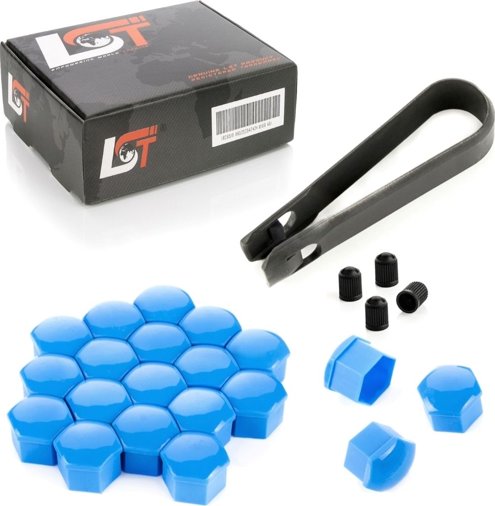 20x Radschrauben Abdeckkappen Set 17 mm blau Glanz für SAAB VOLVO OPEL VAUXHALL