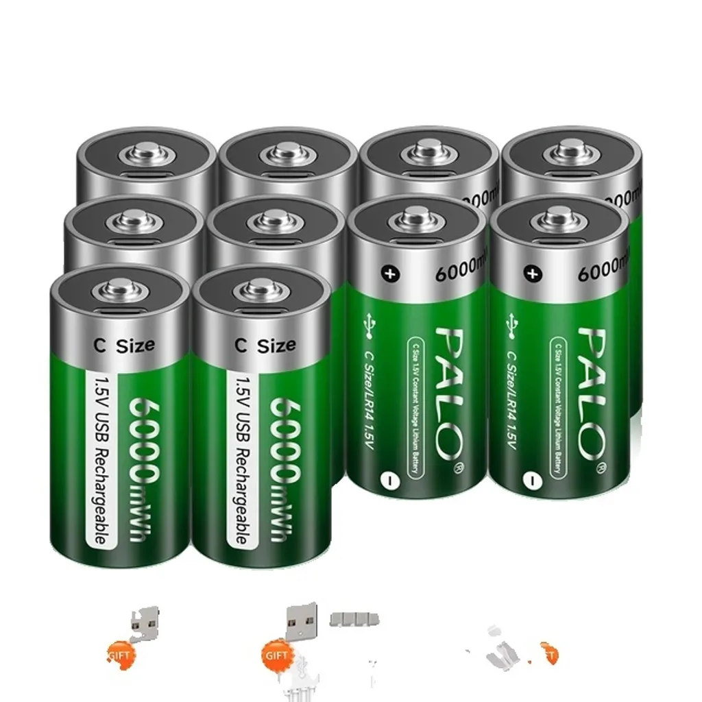 Piles C Rechargeables USB 1,5V Type LR14 Haute Capacité - Lot de 10