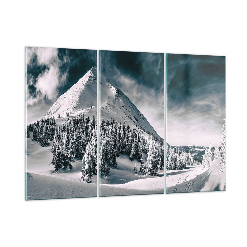 Bilder auf glas - 3 Teile - Dunkel Himmel Berg - 165x110cm - Glasbilder - Wandbilder - Bilder - zum Aufhängen bereit - Wanddekoration aus Glas - G...