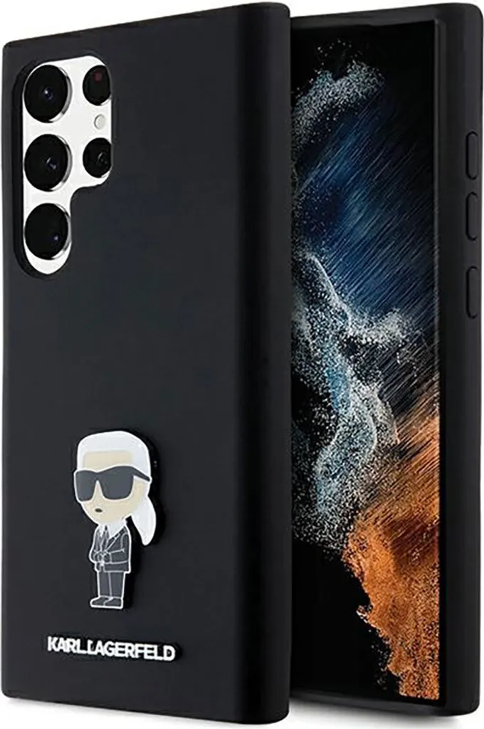 Karl Lagerfeld S24 Ultra S928 Custodia Ikonik Silicone Metal Pin Black
