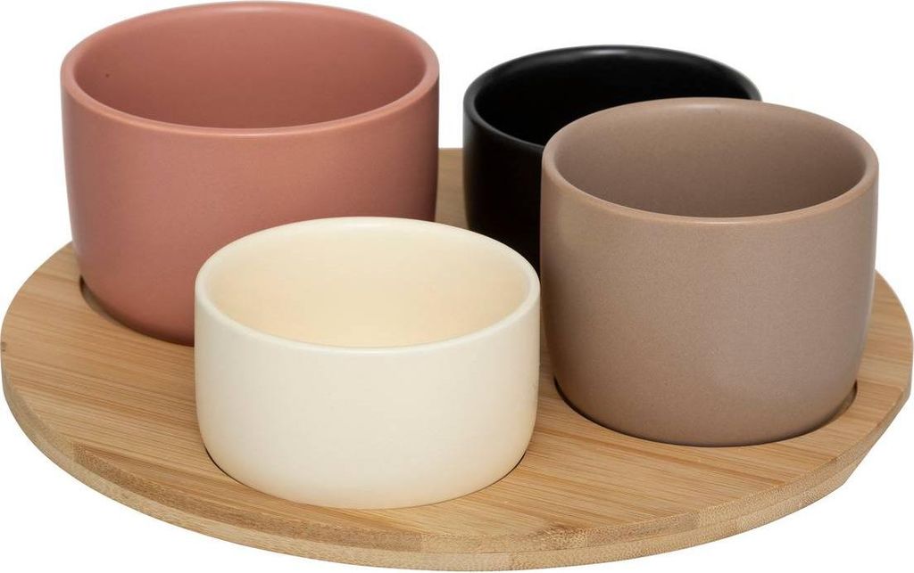 Aperitif-set "wavy bliss" 5-teilig aus bambus und keramik - SG Secret de Gourmet