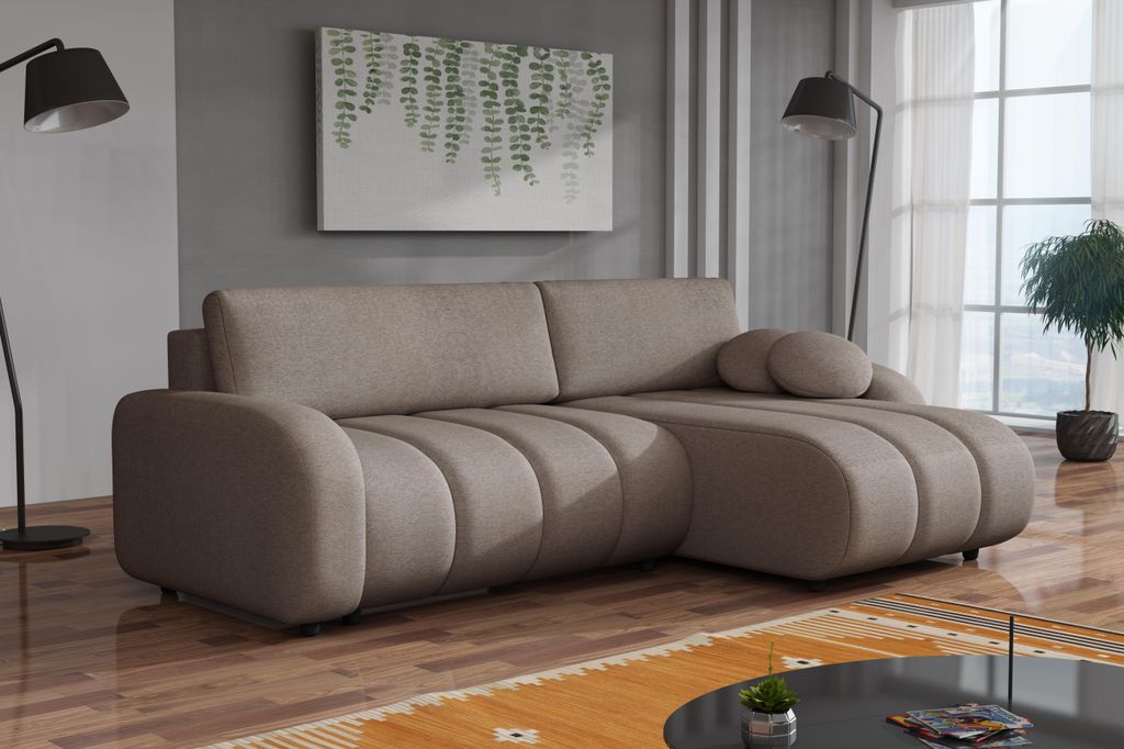 Chilly Luna Schlafsofa Ecksofa L-Form 270x170 cm – moderner Stoff, Schlaffunktion & Bettkasten, universell Toro 50