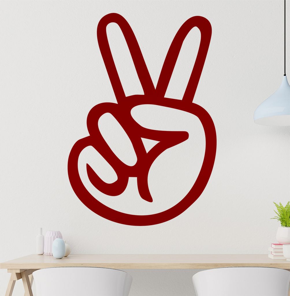 Peace Bruder Handzeichen Wandtattoo in 6 Größen - Wandaufkleber Wall Sticker - Dekoration, Küche, Wohnzimmer, Schlafzimmer, Badezimmer