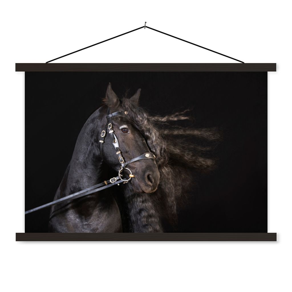 MuchoWow Textilposter Pferd - Halfter - Mähne 120x80 cm mit schwarzem Rahmen - Wanddeko