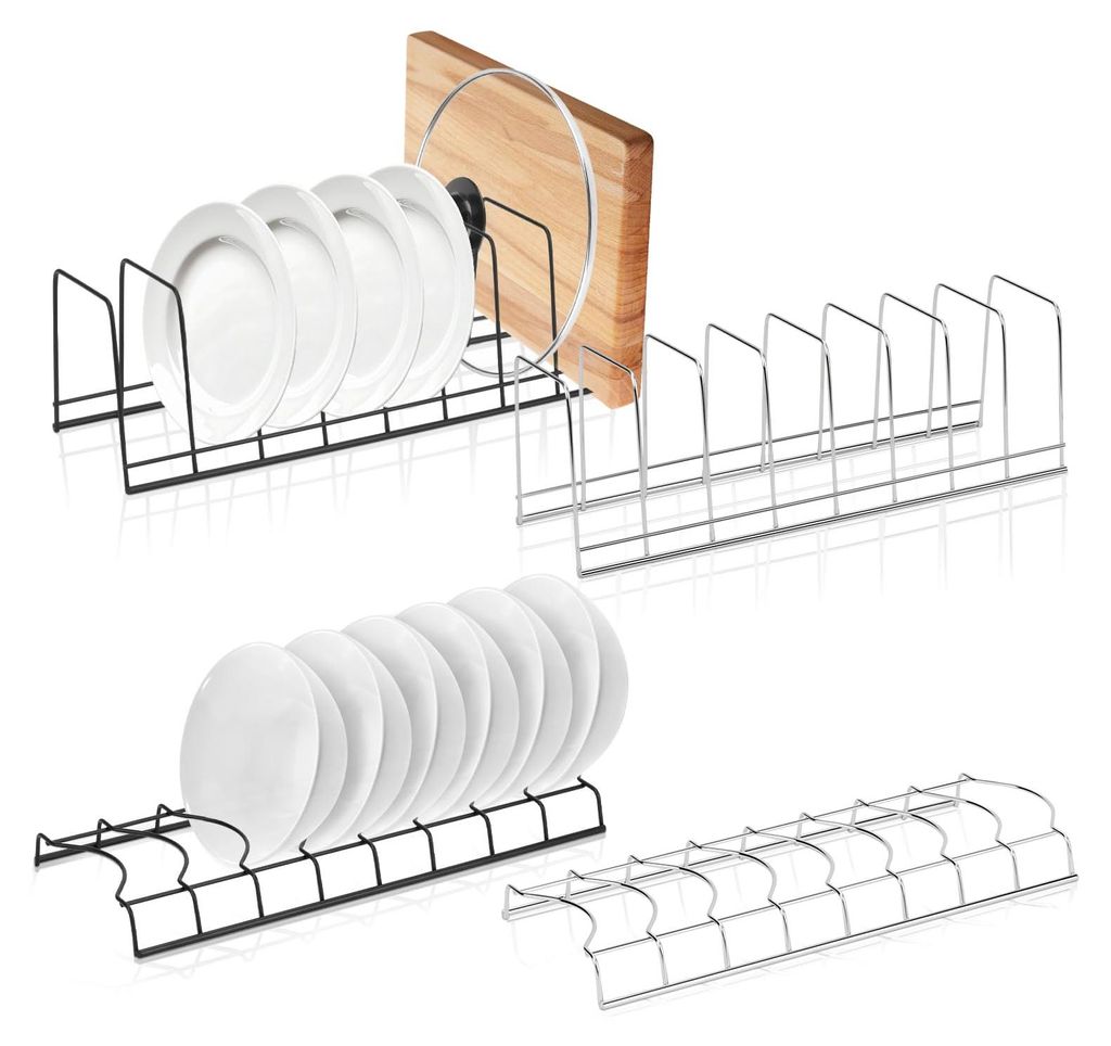 4 Abtropfgestelle, Tellerhalter, Tellerständer, Geschirrständer, Tellerorganizer aus Edelstahl, Abtropfgestell für Küchenschränke, Geschirrst...