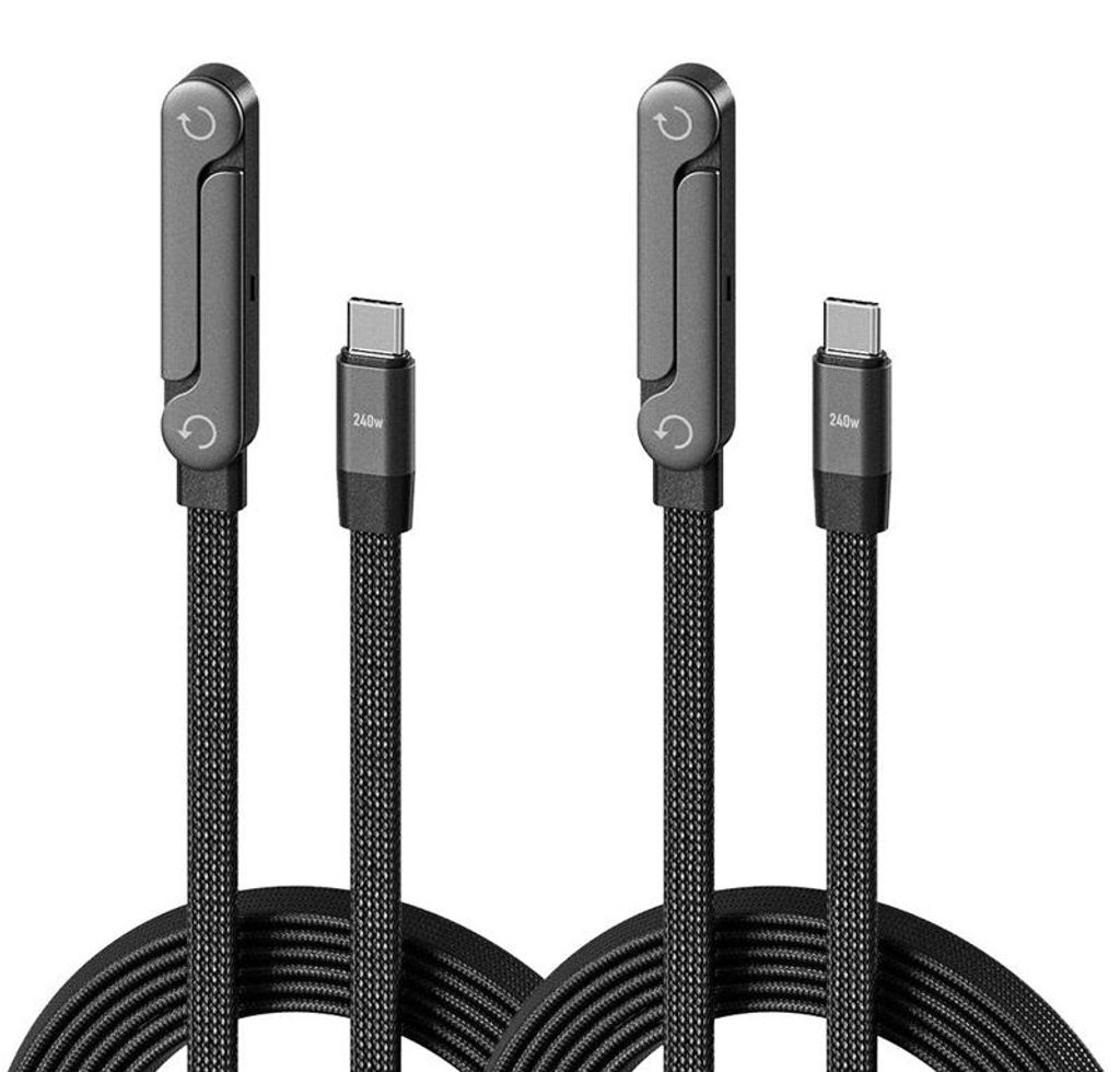 2er Set USB C Kabel 240W mit Ständer 90° Winkel Produktbild 