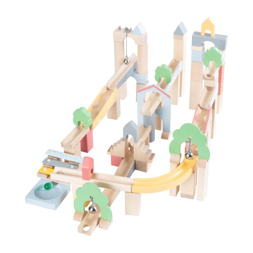 Jeu de Construction Piste à Billes en Bois pour Éveil et Motricité Fine