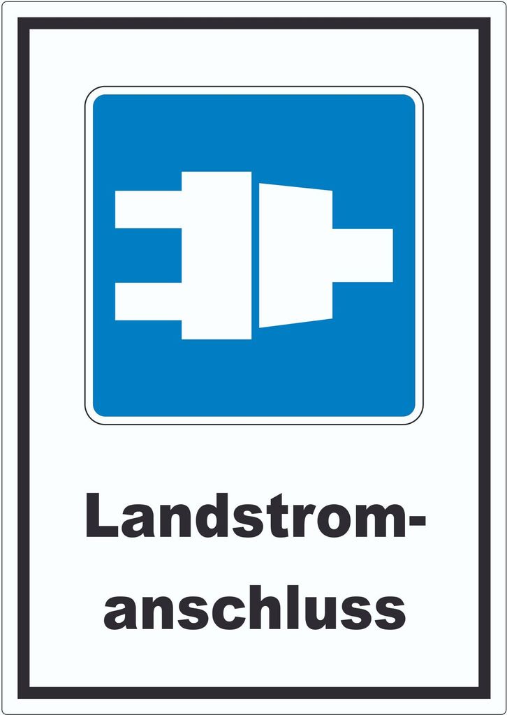 Landstromanschluss für Schiffe Symbol und Text Aufkleber A0 (841x1189mm)