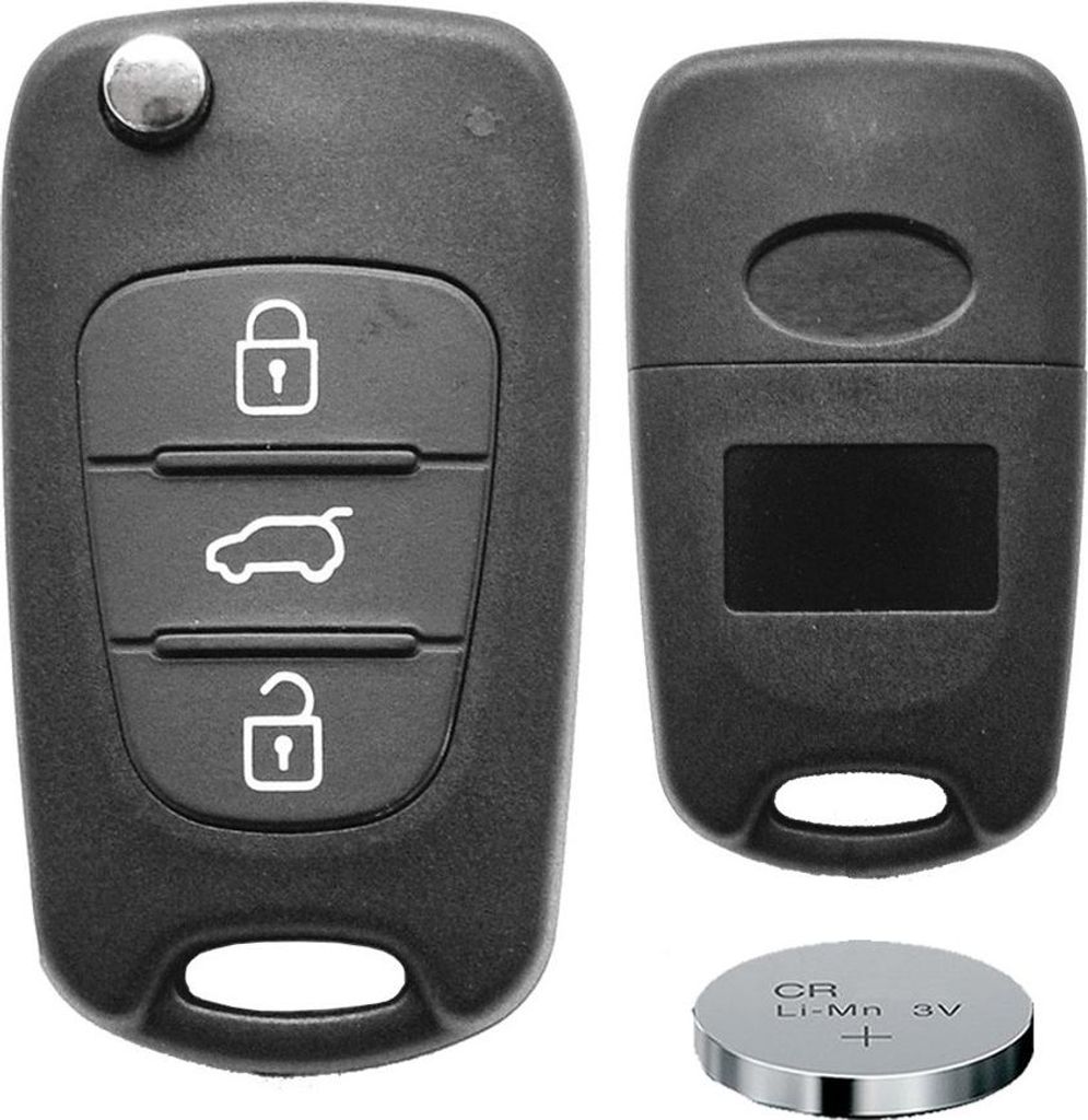 Klapp Schlüssel Gehäuse Funkschlüssel Fernbedienung Autoschlüssel Rohling + Batterie kompatibel mit Hyundai/Kia