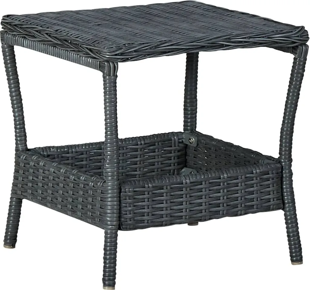 Tavolo da Giardino Grigio Scuro 45x45x46,5 cm in Poly Rattan | Living Store