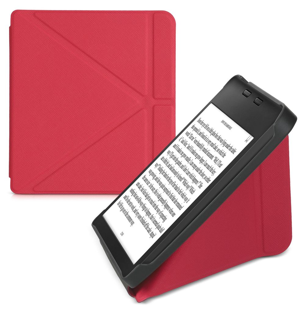 kwmobile Schutzhülle für Tolino Vision 6 Hülle - Kunstleder Case - eReader Klapphülle mit Auto Sleep Funktion - Cover mit Ständer - Dunkelrot