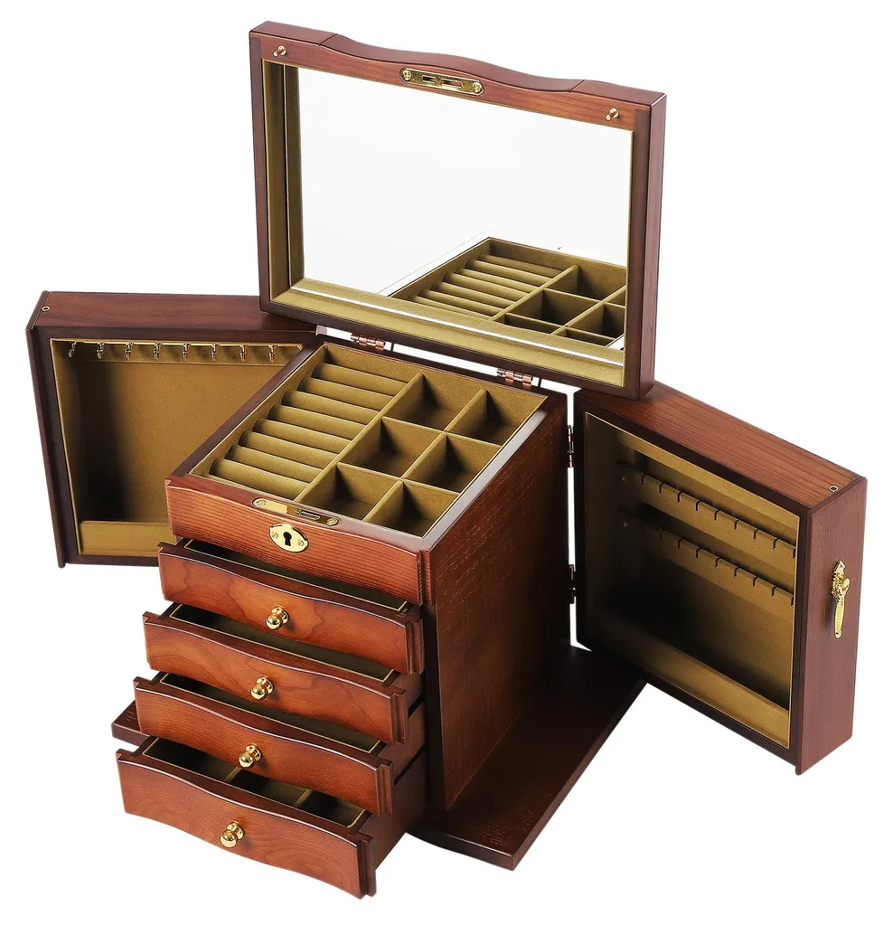 Rangement bijoux 5 étages marron clair pour collection - Taille Large
