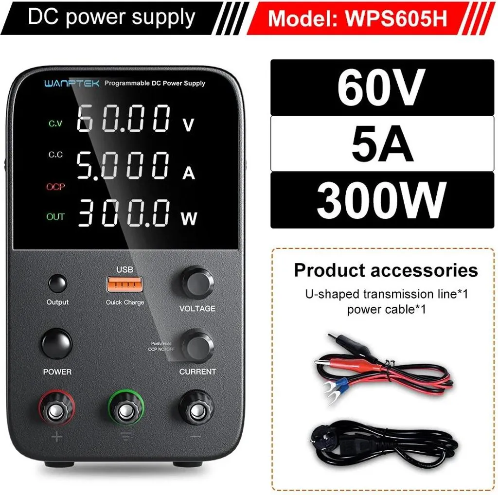 Alimentation DC réglable WPS605H 60V 5A avec affichage haute précision