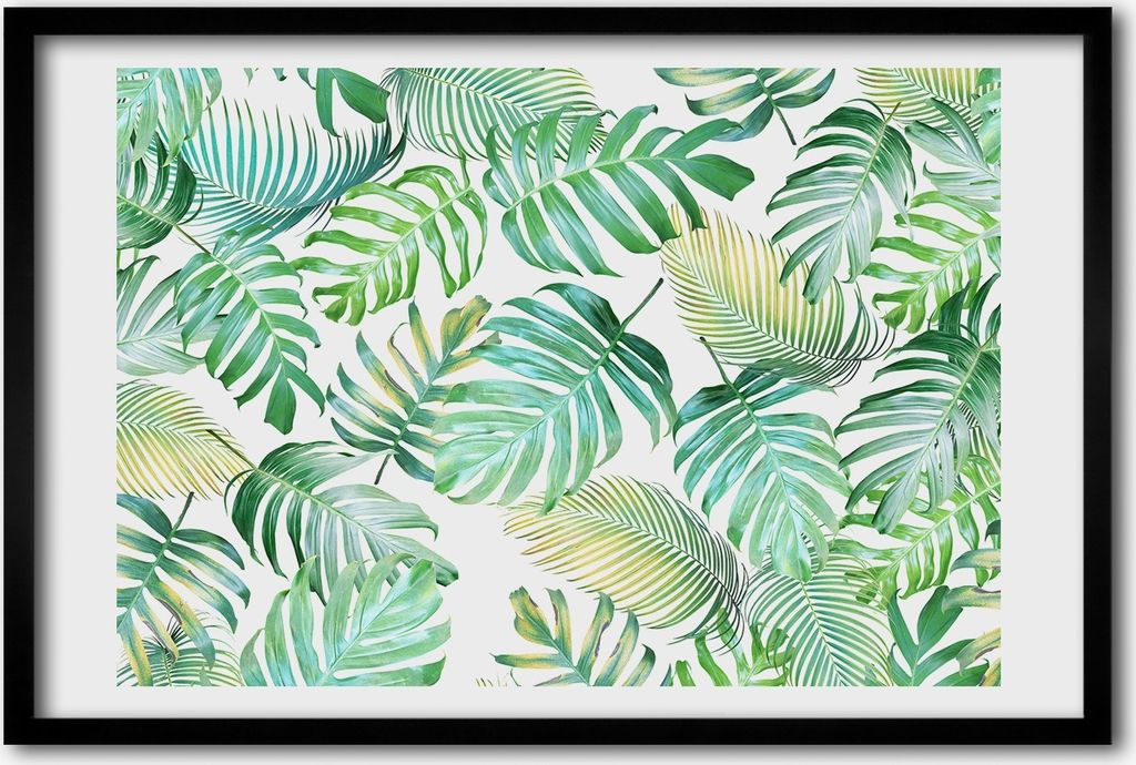 Bild 60x40 MDF-Rahmen, Wandkunst tropische Blätter