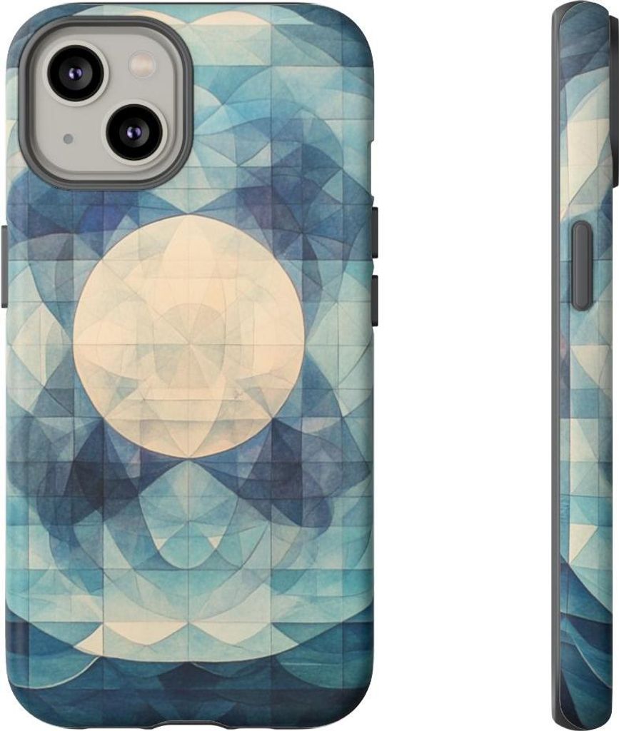 Geometrisches Meeres- und Mondmuster – Handyhülle Kompatibel mit iPhone 14