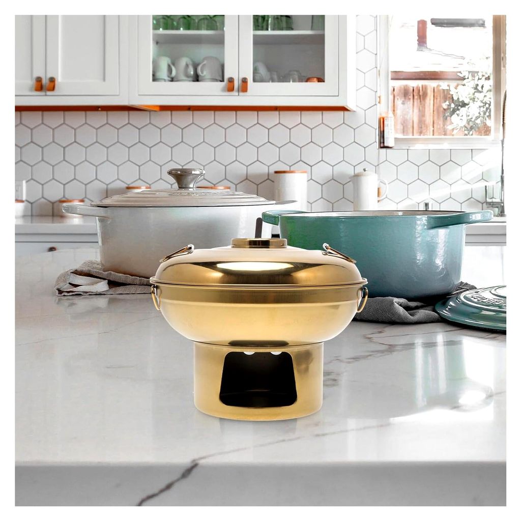 Tragbarer Edelstahl Kochtopf mit Doppelgriff, hitzebeständig, 20 cm, Zubehör für Spirituskocher, geeignet für Outdoor-Camping und Haushalt