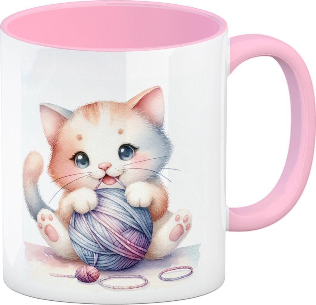 Katzentasse Kaffeebecher in rosa