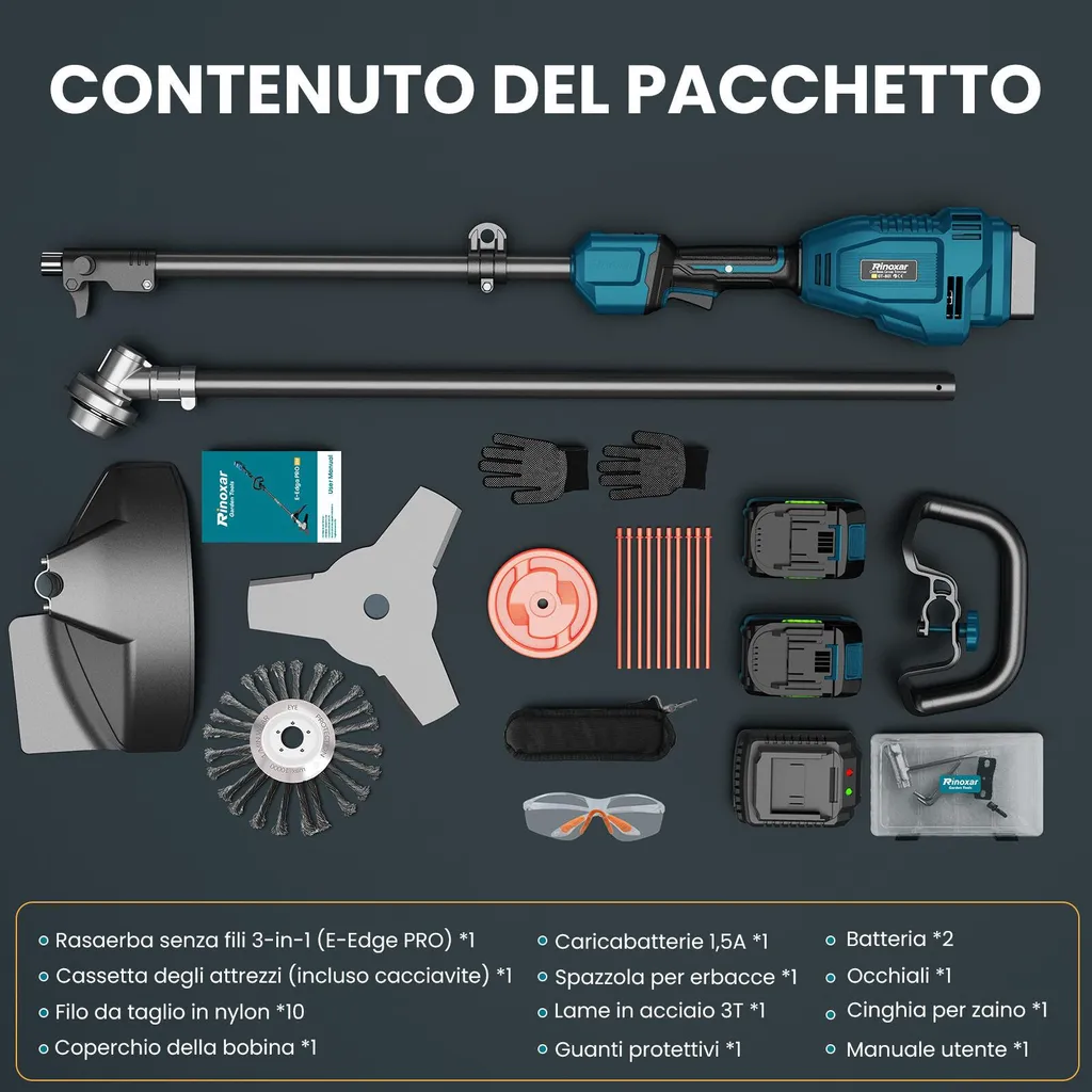 Decespugliatore Batteria 700W Brushless: 2 Batterie e 3 Lame Incluse - 8