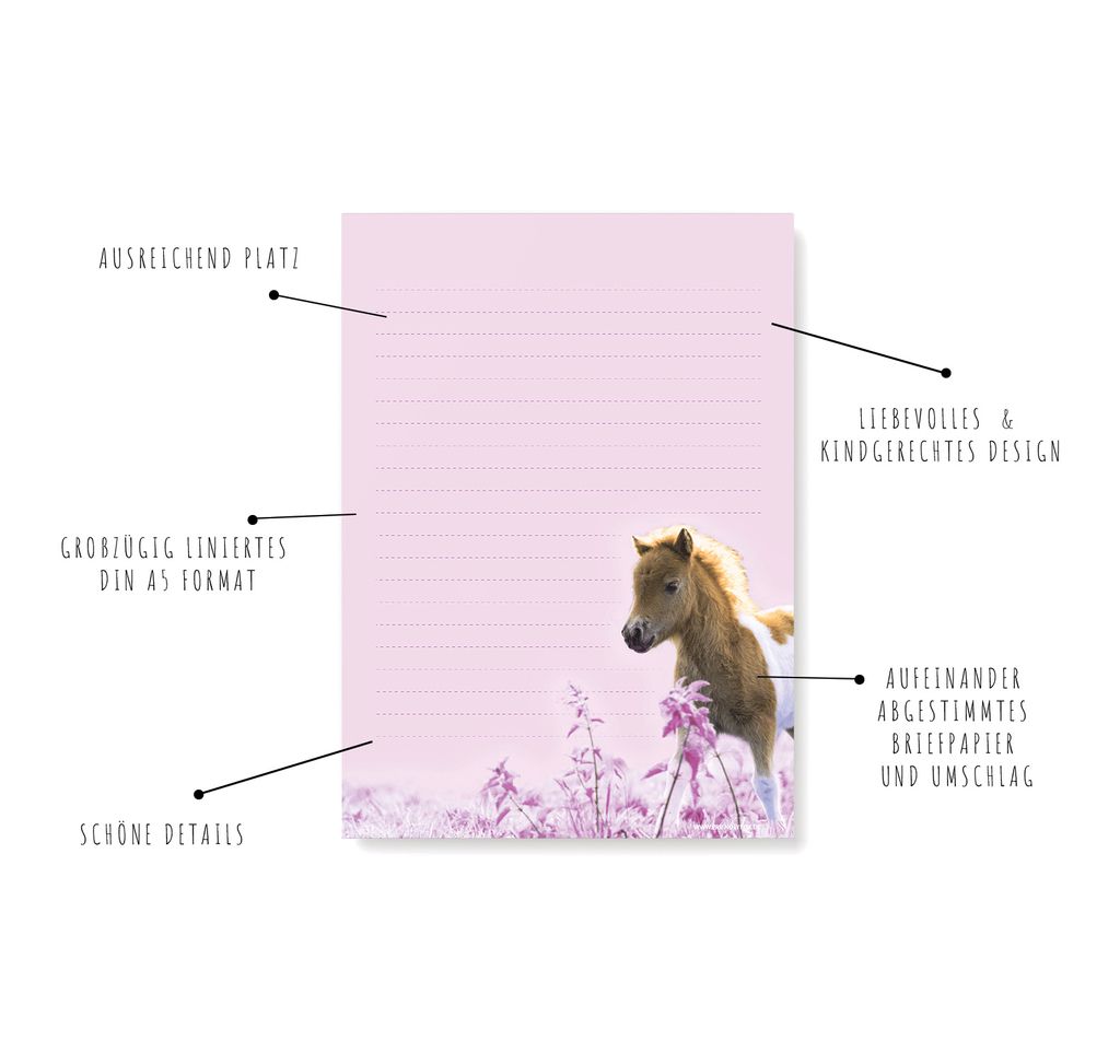 Friendly Fox Kinder Briefpapier Pferd, 1x DIN A5 Briefblock Produktbild 6
