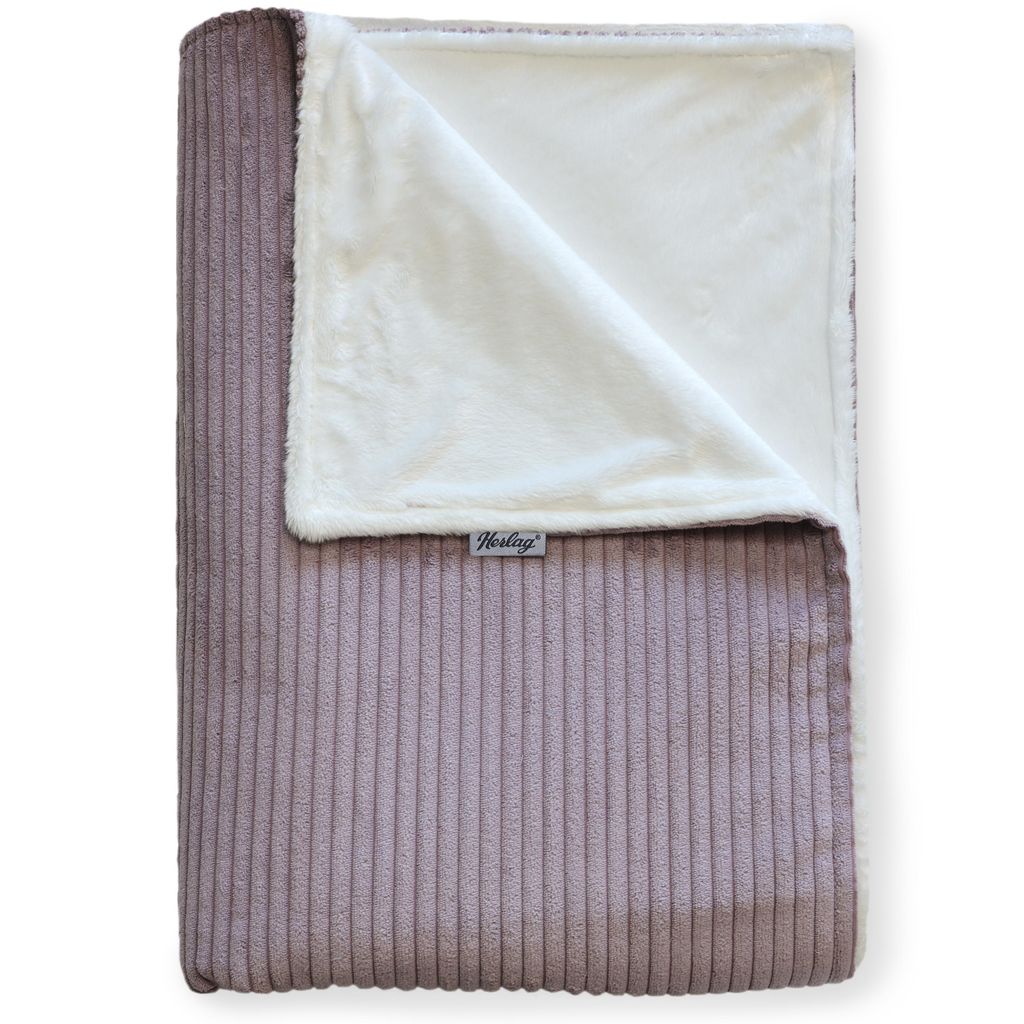 Herlag Tagesdecke ELLA 140x200 cm , Flieder – Wendedecke Cord & Fleece für Sofa & Bett