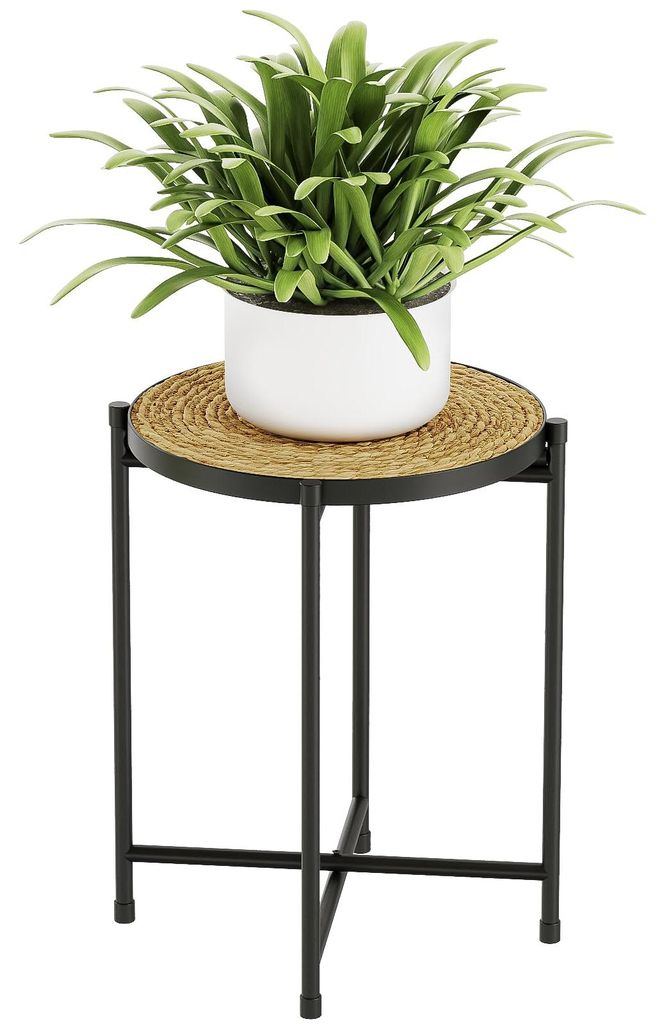 Runder Pflanzenständer für draußen, Blumenhocker, Pflanzenständer, Blumenständer aus Metall, schwarze Blumenbank, Wohnzimmer, kleiner Tisch, B...