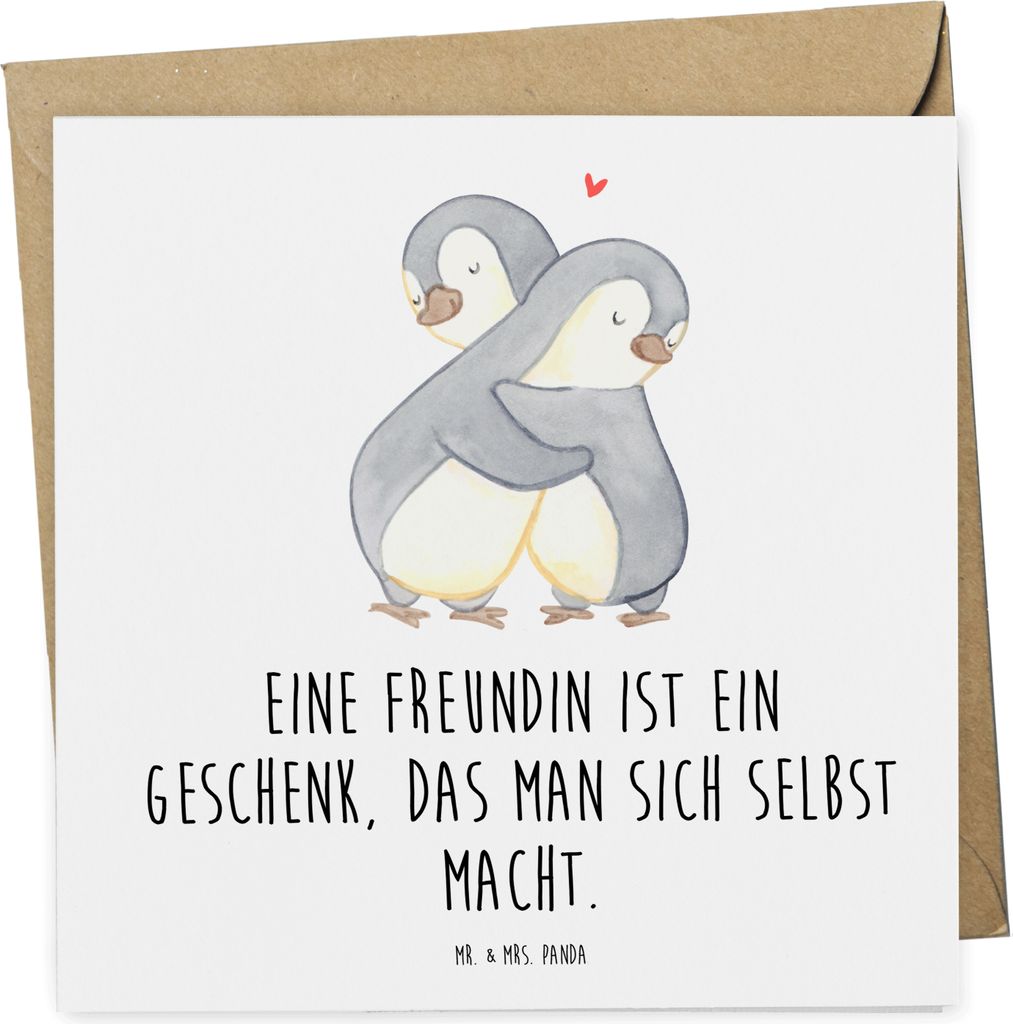 Mr. & Mrs. Panda Grußkarte Geschenk Freundin - Weiß - Besonderer Moment, Bedanken, Aufmerksamkeit, Verbundenheit, doppelkarte, anlasskarte, Klapp...