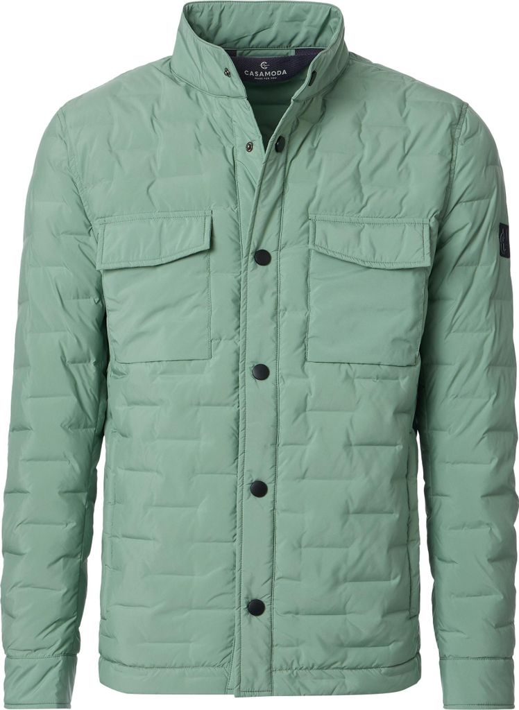 CASAMODA Herren Outdoor-Steppjacke Stehkragen Druckknopf Grün L