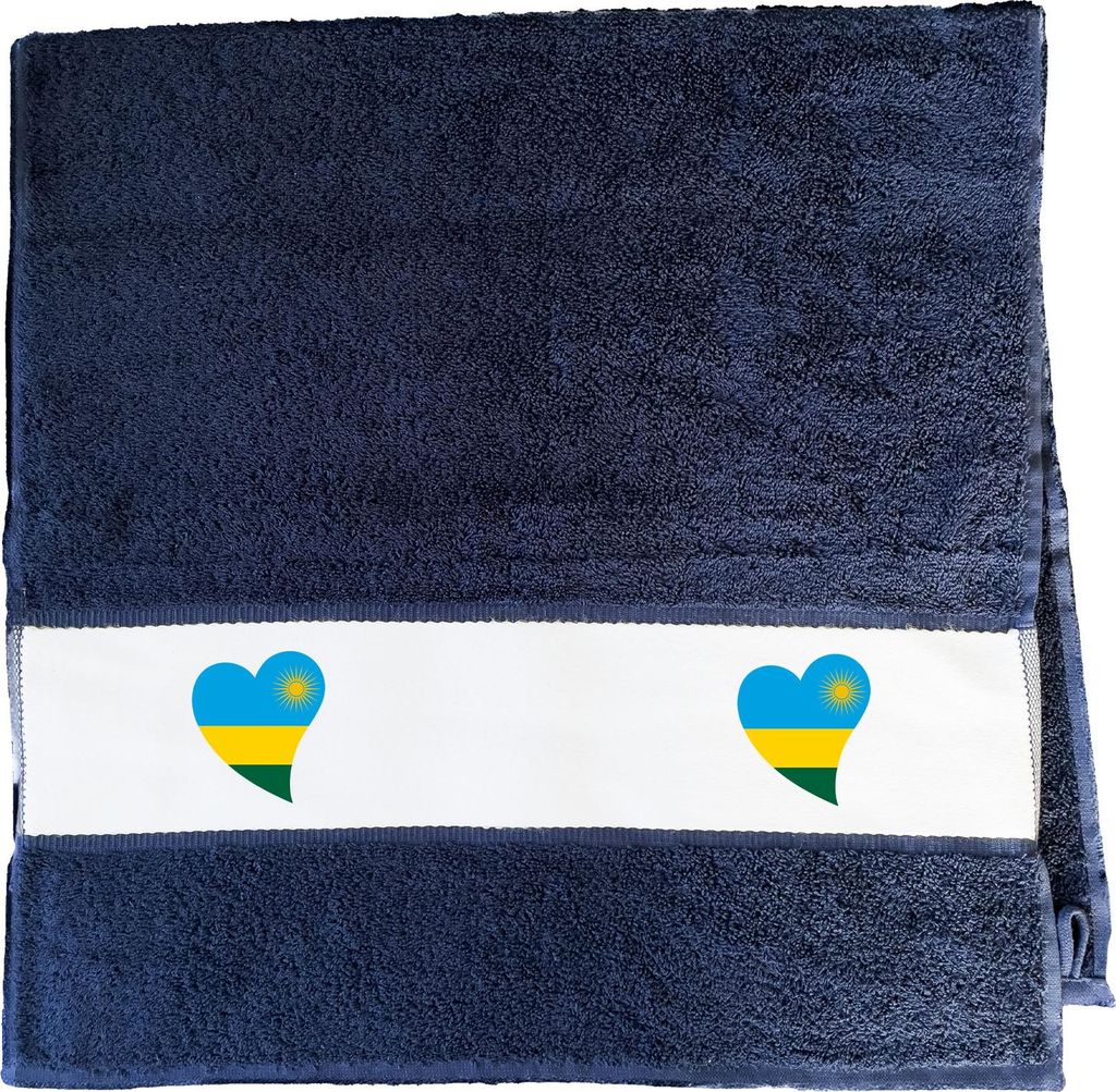 Huuraa Handtuch Ruanda Flagge Herz 50x100cm French Navy Baumwolle Handtuch Geschenkidee