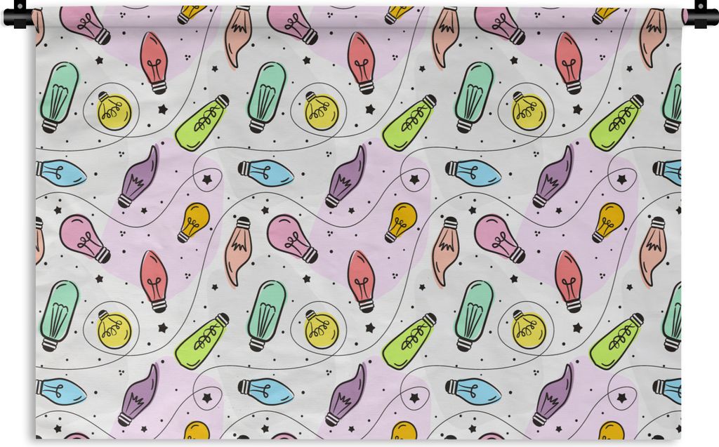 MuchoWow Wandteppich Wandbehang Pastell - Regenbogen - Lampe - Muster 120x80 cm Tapisserie Dekoration Wandtuch - Wanddekorationen - Wandtücher