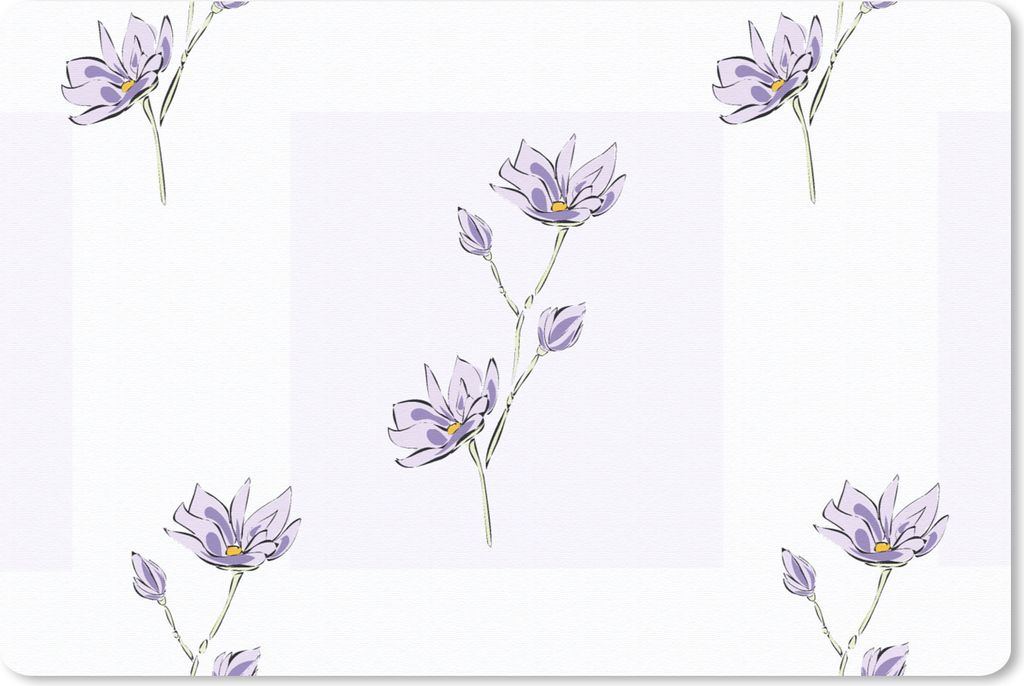MuchoWow Schreibtischunterlage Blumen - Lila - Muster 60x40 cm - XXL Mauspad - Großes Mauspad