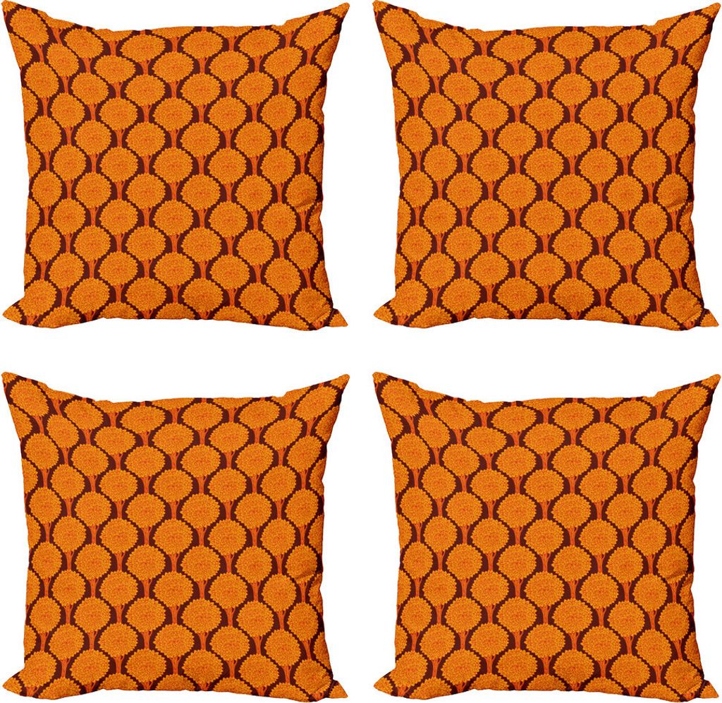 ABAKUHAUS Baum Kissenbezug Set (4 Stück), Abstrakt Wald Moderne Kunst, Moderner Doppelseitiger Digitaldruck, 40 cm x 40 cm, Orange Chestnut Brown
