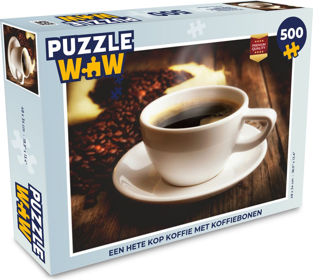 MuchoWow Puzzle 500 Teile Eine heiße Tasse Kaffee mit Kaffeebohnen - 500 Teile - Kinder - Selberbauen - Puzzlespiele