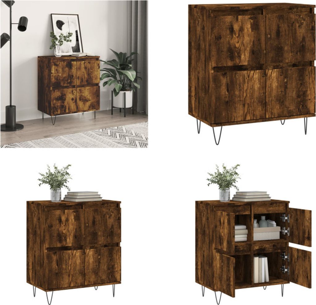 vidaXL Sideboard Räuchereiche 60x35x70 cm Holzwerkstoff - Sideboard - Sideboards - Kommode - Anrichte