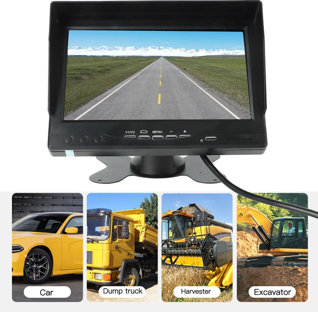Moniteur 7 pouces 12V-24V à 2 entrées vidéo pour remorque et fourgonnette