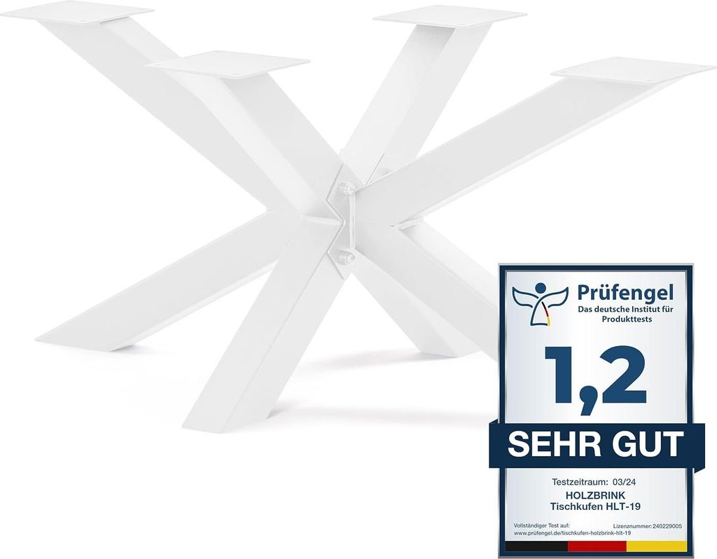 HOLZBRINK Tischbeine aus Metall, Tischgestell für Beistelltisch Couchtisch Gartentisch, 98x58x43 cm (LxBxH), Weiss, 1 Stück