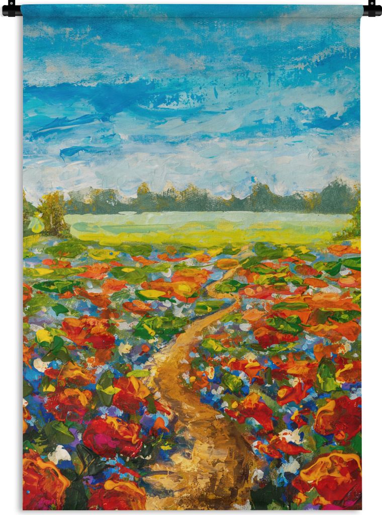 MuchoWow Wandteppich Wandbehang Malerei - Ölfarbe - Blumen - Natur 120x180 cm Tapisserie Dekoration Wandtuch - Schlafzimmer - Dekorationen für ...