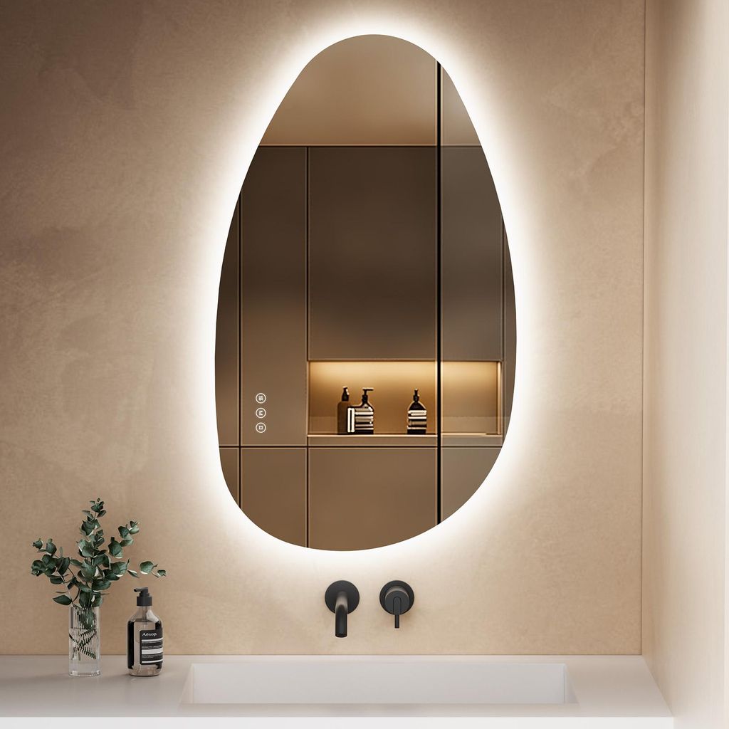 S'AFIELINA 85×50 cm Specchio asimmetrico LED - Specchio da Immagine del prodotto 