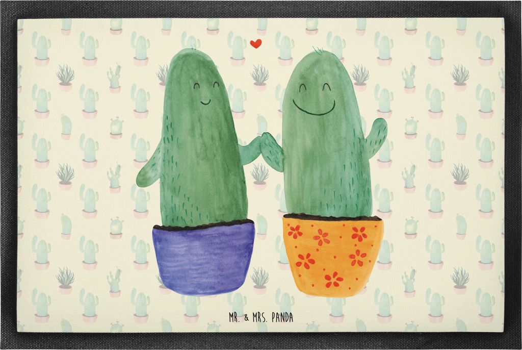 Mr. & Mrs. Panda Schmutzmatte Kaktus Liebe 60 x 90 cm - Kaktus Grün - Geschenk, Kakteen, Love, Fussmatte, Gummimatte, fußmatte, Schmutzfangmatte,...