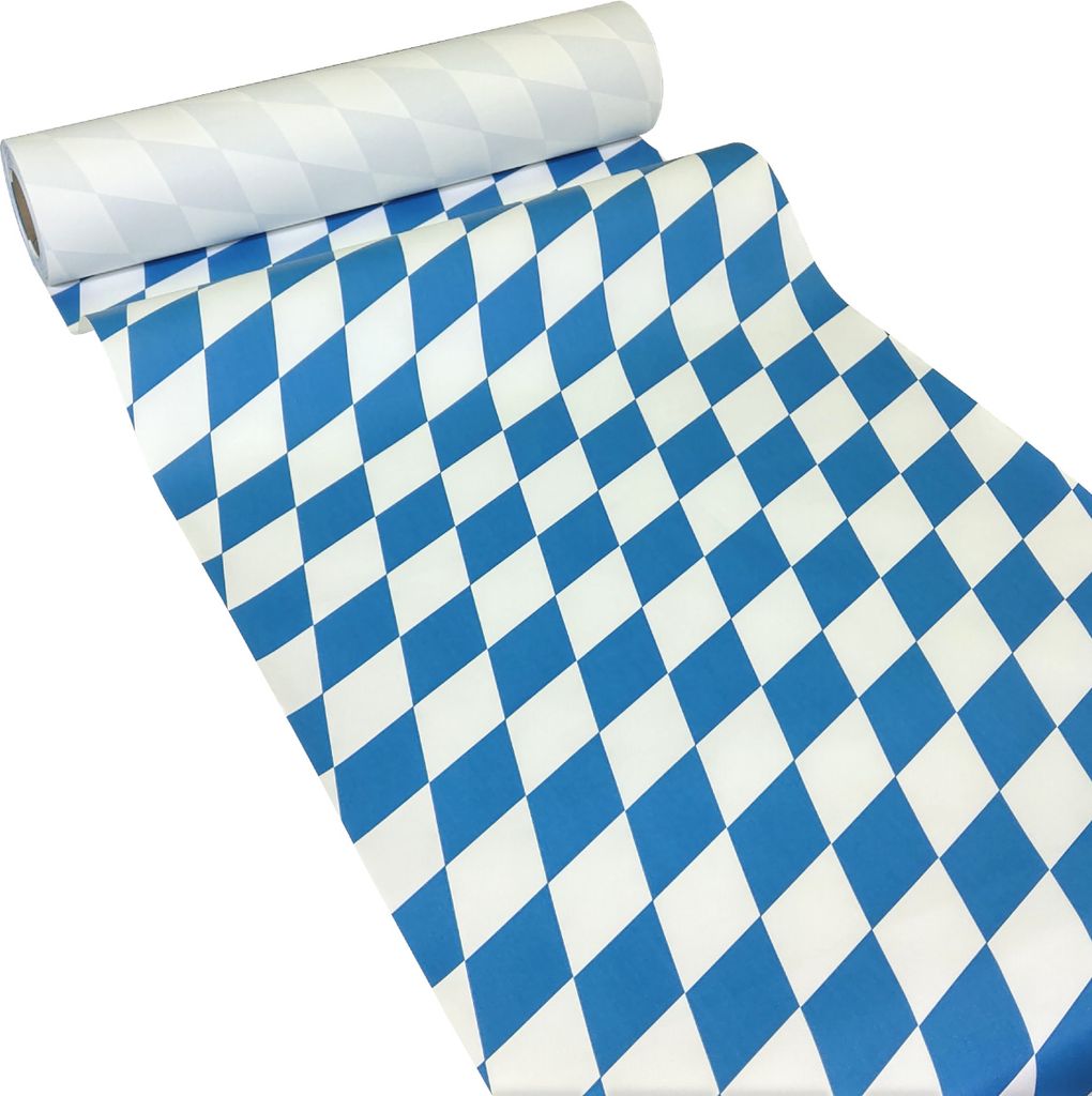 50m x 0,40m JUNOPAX® Papier Tischläufer Raute weiß-blau Produktbild 