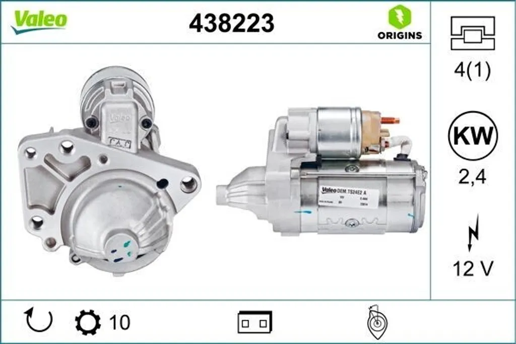 Démarreur Valeo 438223 pour Laguna III et Latitude - OE 8200579570