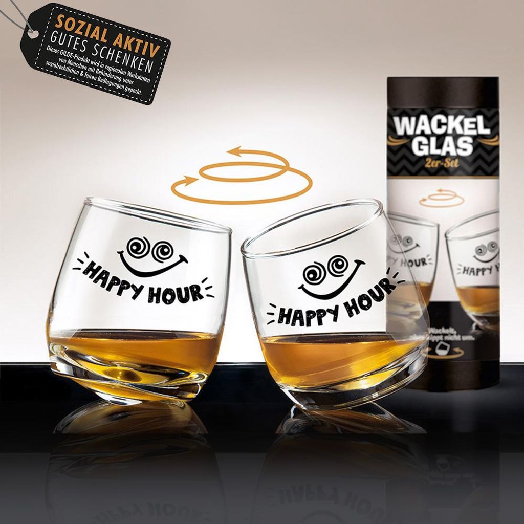 Wackelglas "Happy Hour", 2er Set Produktbild 