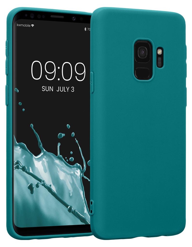 kwmobile Handyhülle für Samsung Galaxy S9 Hülle - TPU Case - Kabelloses Laden - Schutzhülle Cover in Petrol matt