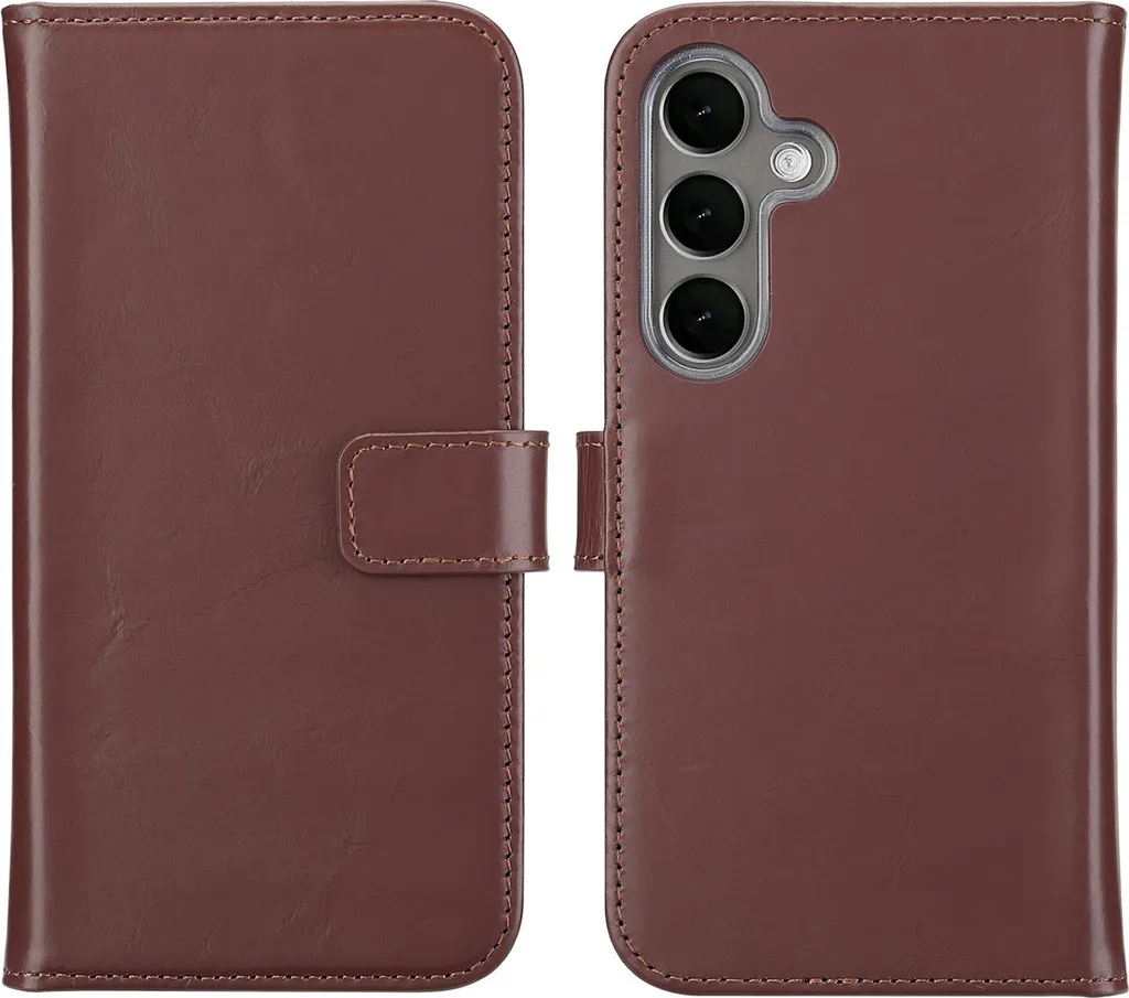 Custodia Selencia Samsung Galaxy S25 Vera Pelle Marrone Scuro - Lusso