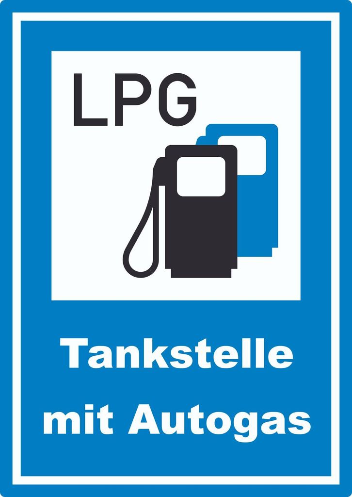 Tankstelle mit Autogas Aufkleber A5 (148x210mm)
